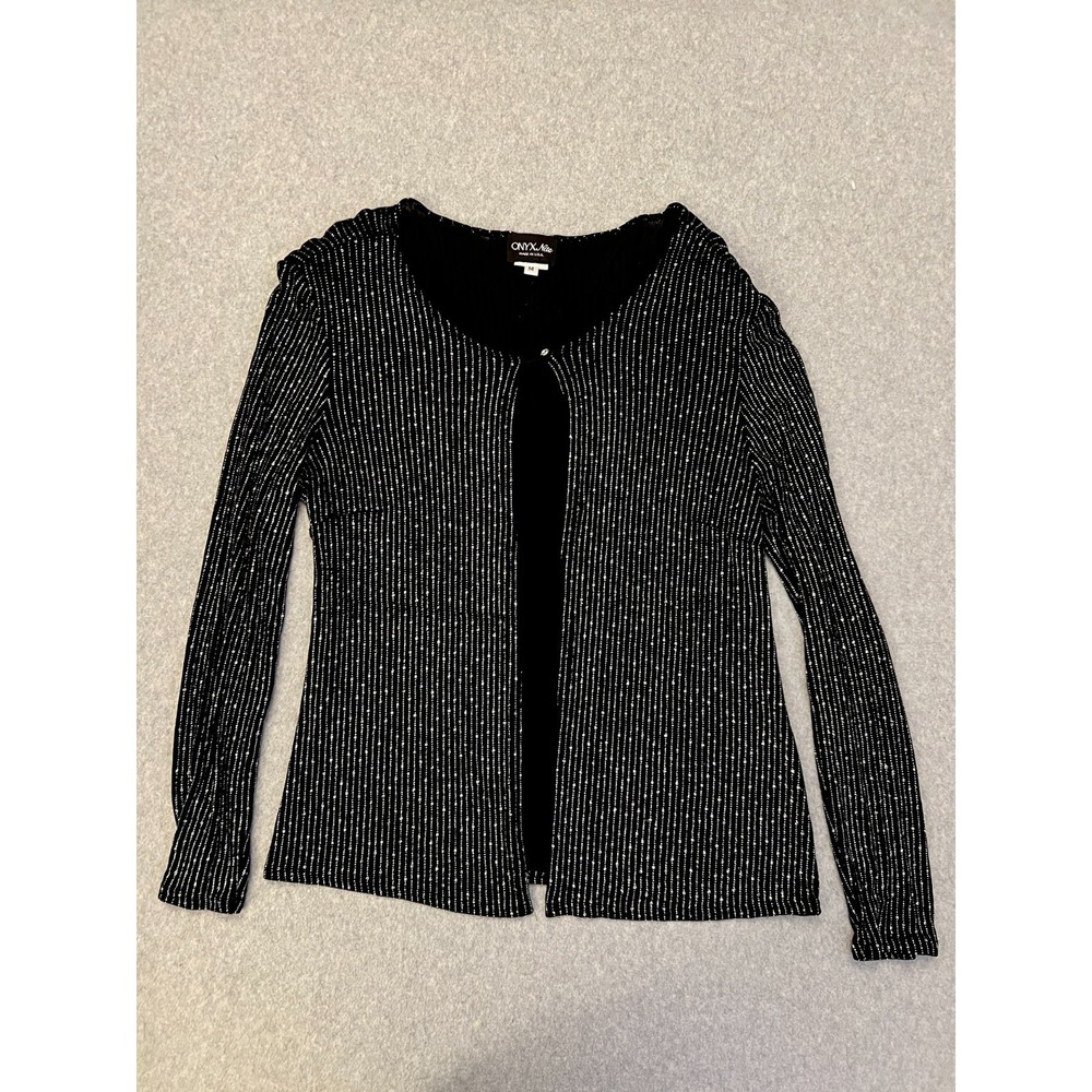 Onyx Nite Sparkly Cardigan Women's Medium Black Beaded Party‎ Evening Jacket
